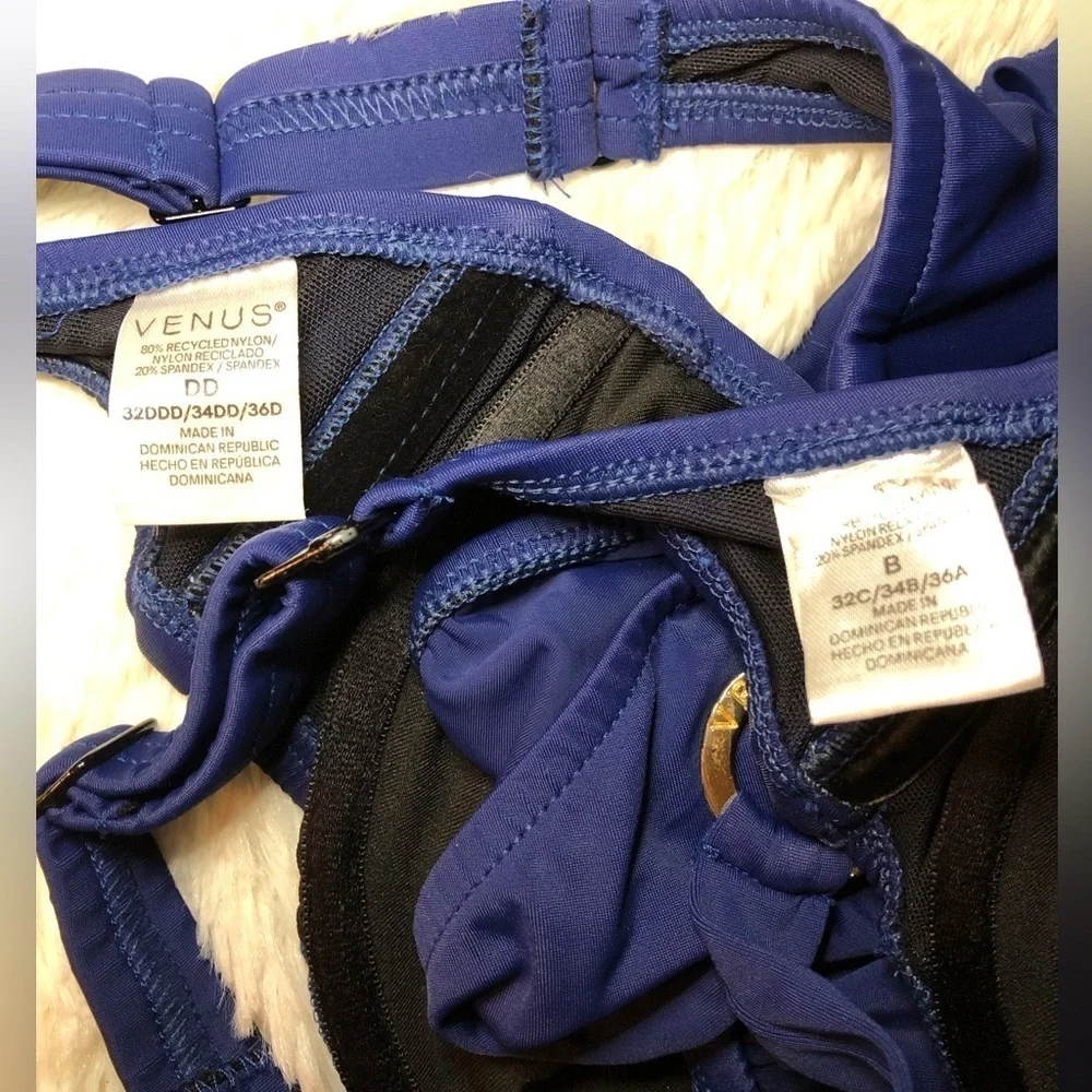 Laguna Wrap Underwire Top Navy Blue Halter Bikini Top size DD and B